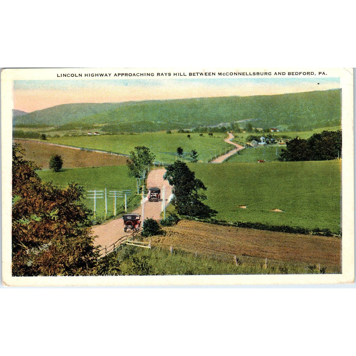 Antique Postcard Lincoln Hwy Rays Hill Between McConnellsburg & Bedford TD9-P1