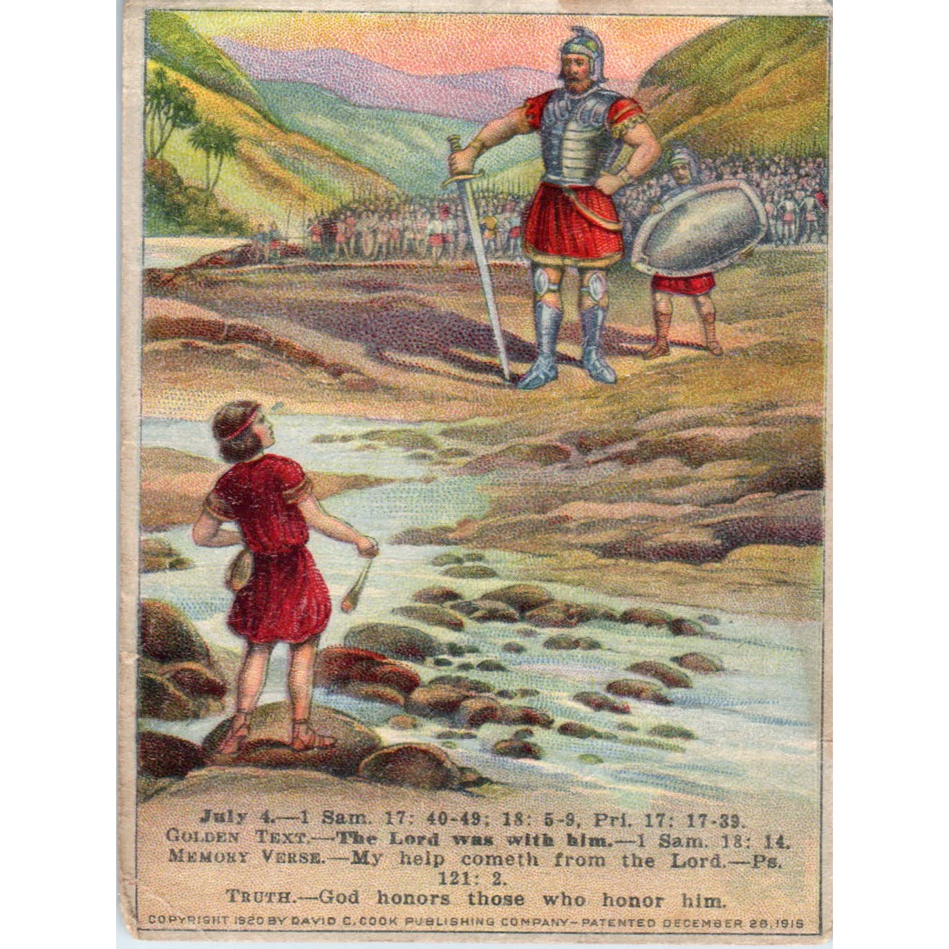 1920 Christian Lesson Picture Card David in Camp and Court SE5