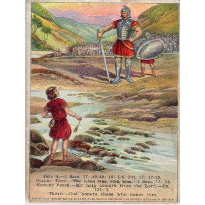 1920 Christian Lesson Picture Card David in Camp and Court SE5