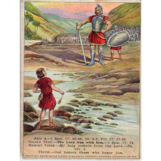 1920 Christian Lesson Picture Card David in Camp and Court SE5