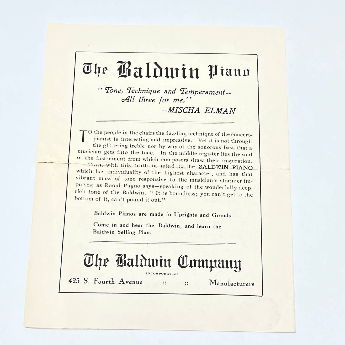1910 Masonic Theatre Louisville Mischa Elman Violinist Concert Program AB9