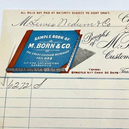 1902 M. Born & Company Custom Tailors Letterhead Chicago IL AB5-2