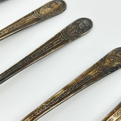 WM Rogers President Souvenir Spoon Lot of 6 Silver Plate Washington Adams TE1