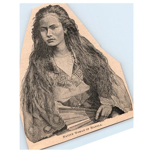 Native Woman of Manila 5x4" Original Engraving 1899 AK5-H6