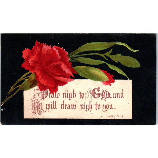 1880s Christian Bible Verse Calling Card - James 4:8 Draw Nigh to God SF2