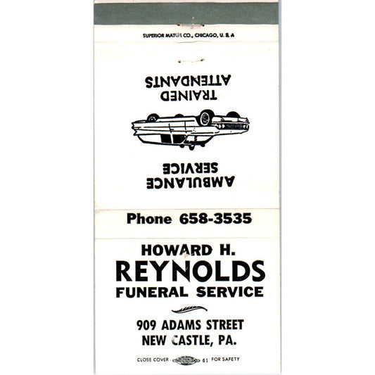 Howard H. Reynolds Funeral Service New Castle Advertising Matchbook Cover SA1-M6