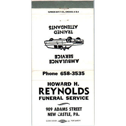 Howard H. Reynolds Funeral Service New Castle Advertising Matchbook Cover MM9-7