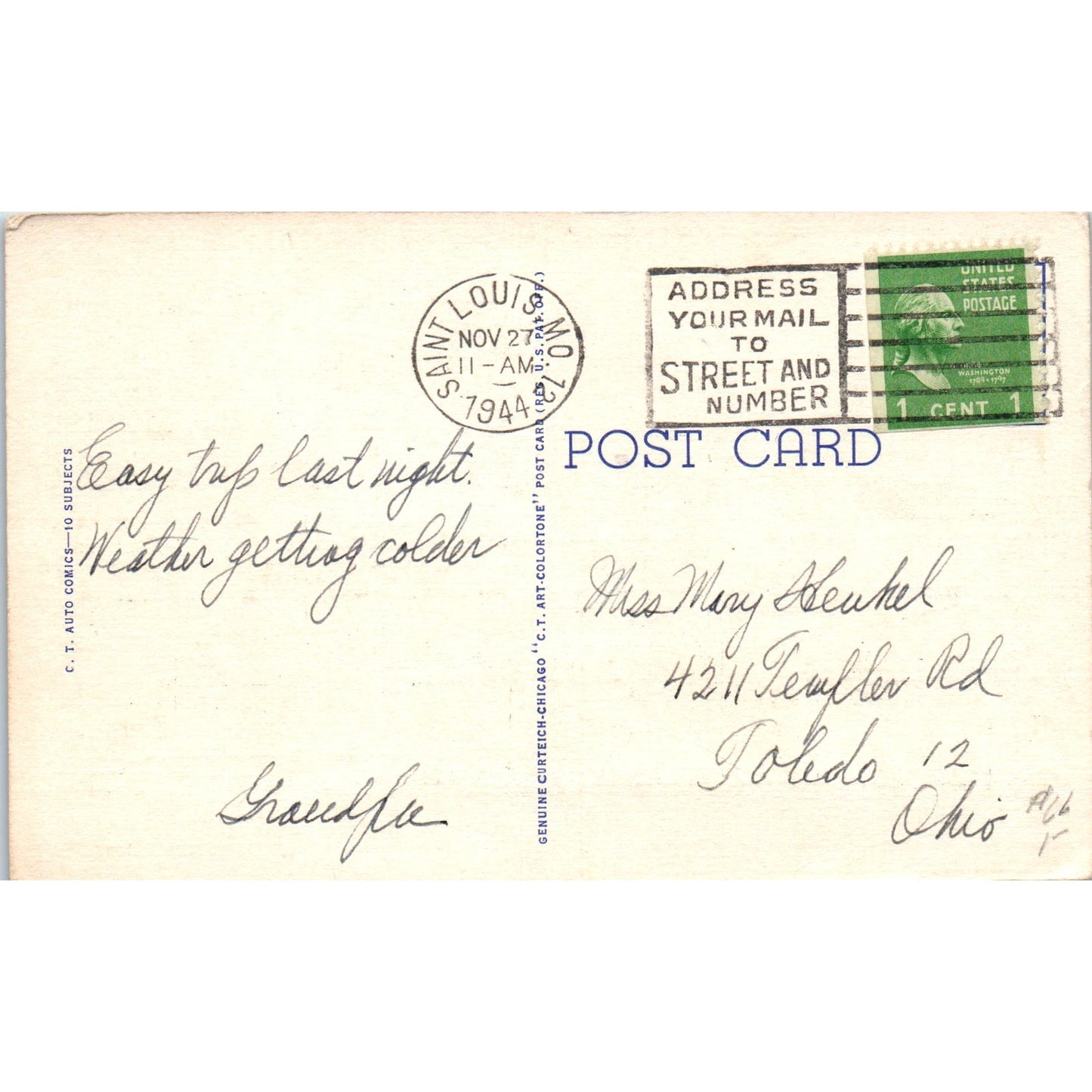 Fresh Cow Humor Cartoon 1944 Original Postcard P1-15