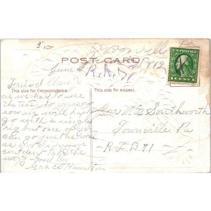 Best Wishes Face in Flower Daisies Embossed c1910 Original Postcard P1-12