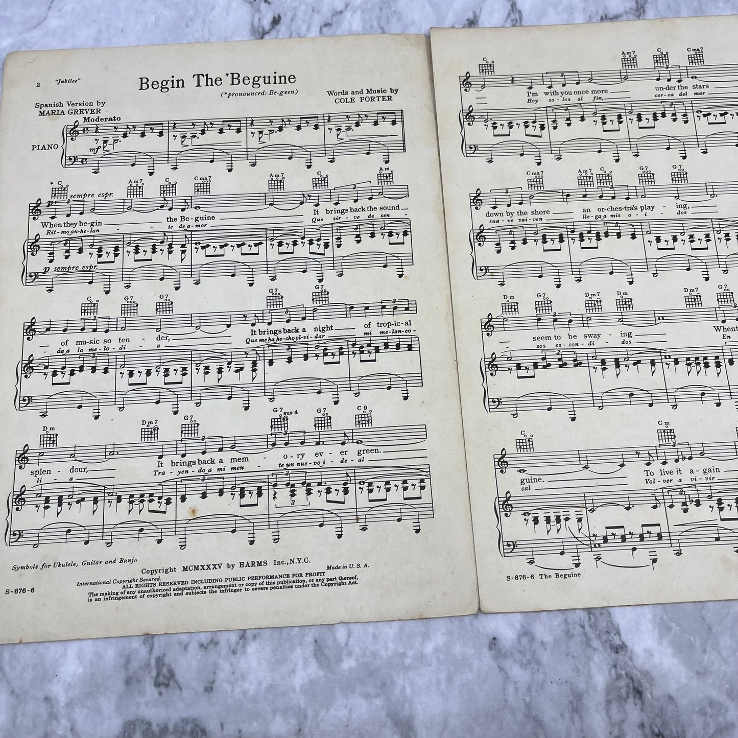 Begin The Beguine • Cole Porter • Vintage  1935 Sheet Music V38