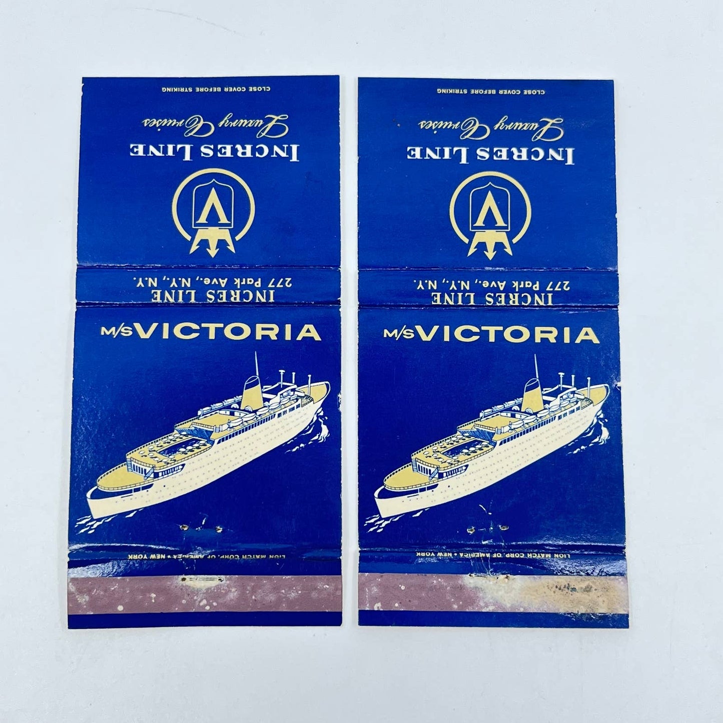 1960s Matchbook Incres Line Luxury Cruises M/S Victoria West Indies Set of 2 SC6