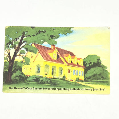 1950s Devoe 2-Coat System Exterior House Paint Ad Post Card AB6