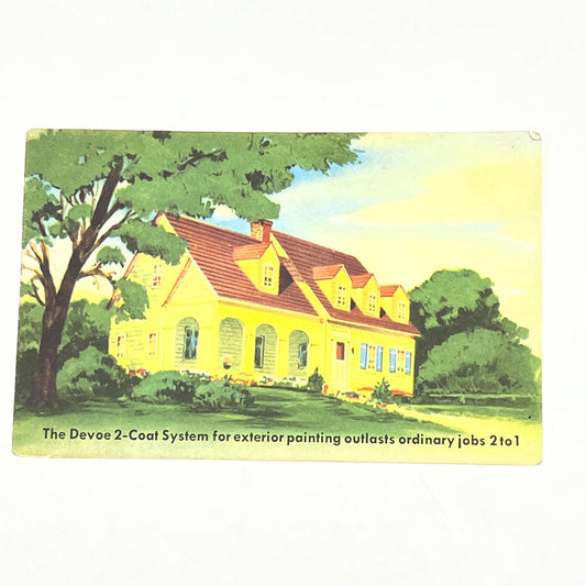 1950s Devoe 2-Coat System Exterior House Paint Ad Post Card AB6