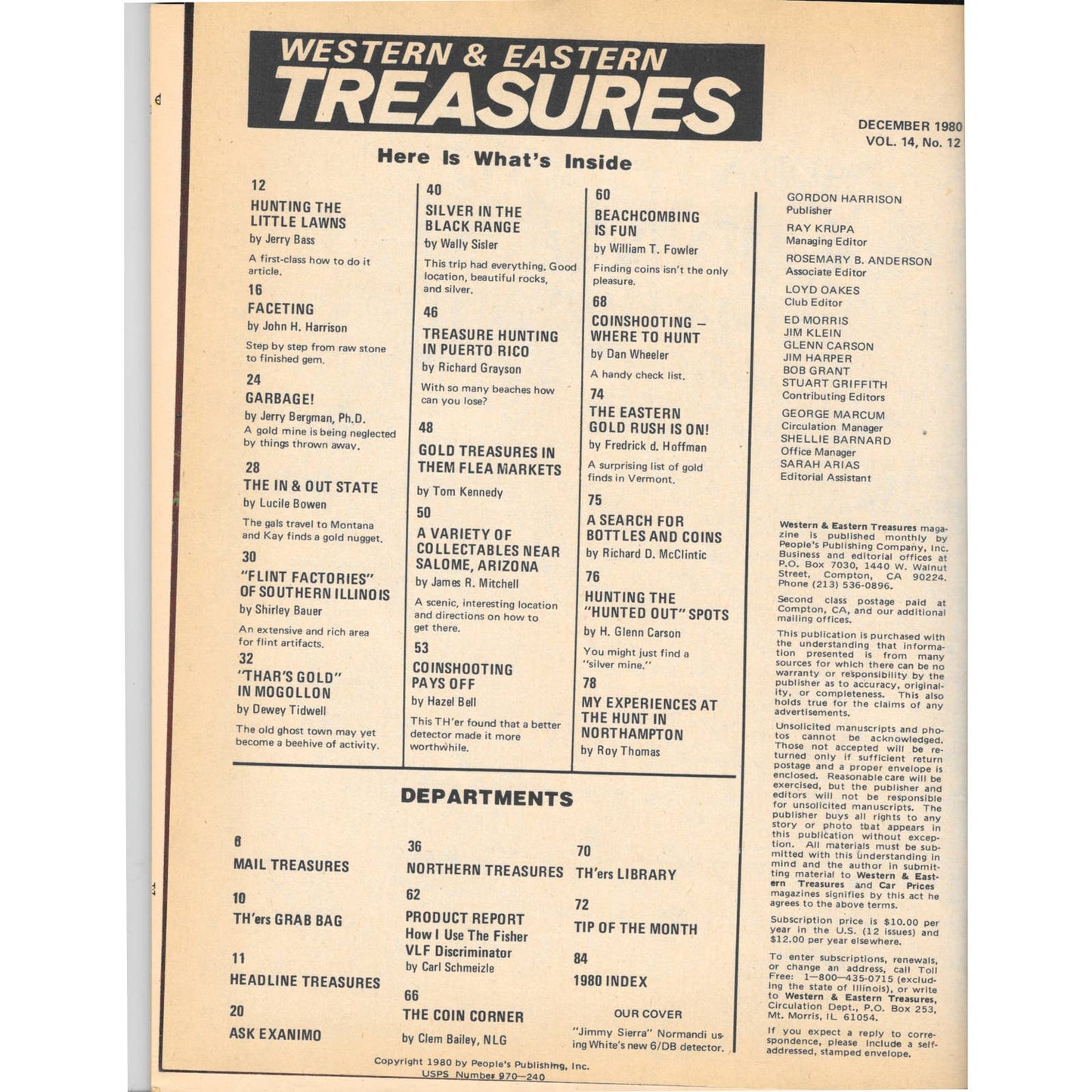 Western & Eastern Treasures Magazine Mines, Buried, Metal Detecting Dec 1980 MB2