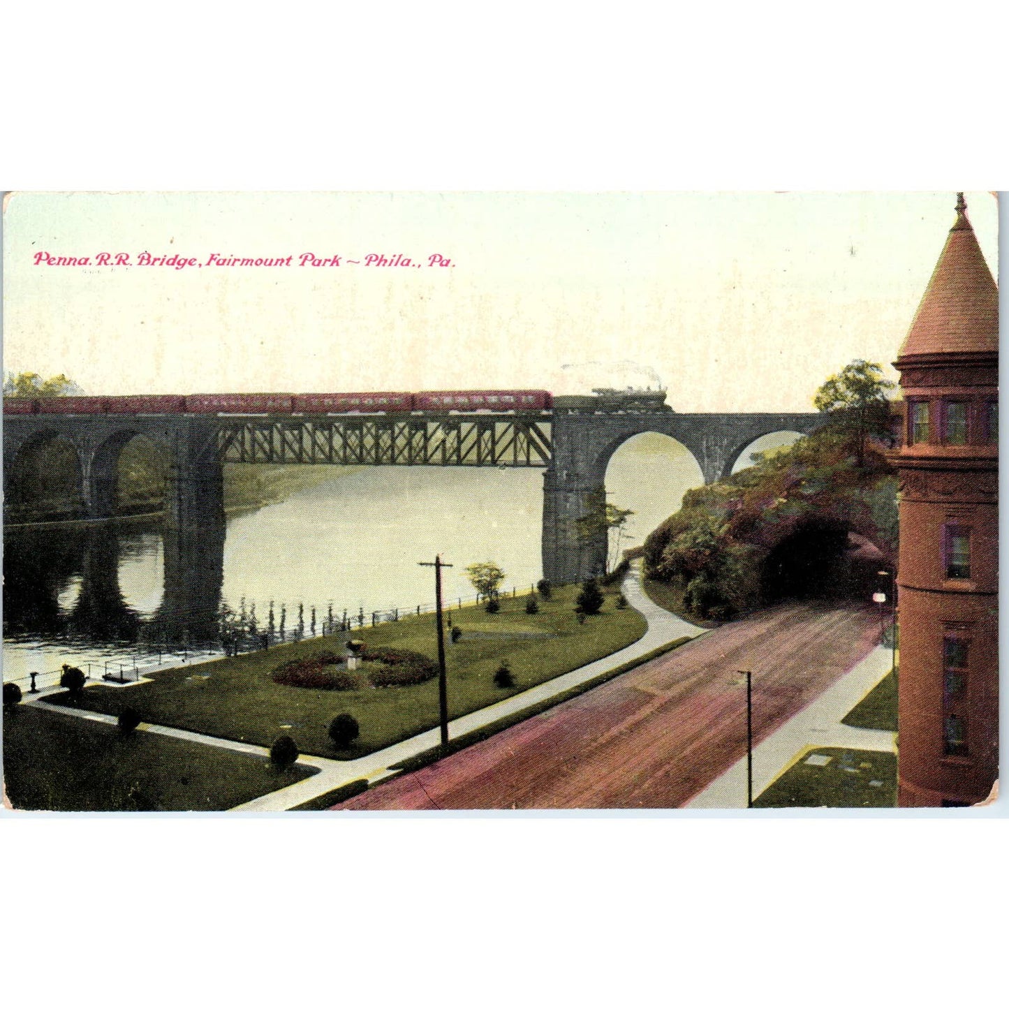 Antique Postcard Pennsylvania RR Bridge Fairmount Park Philadelphia PA TD9-P1