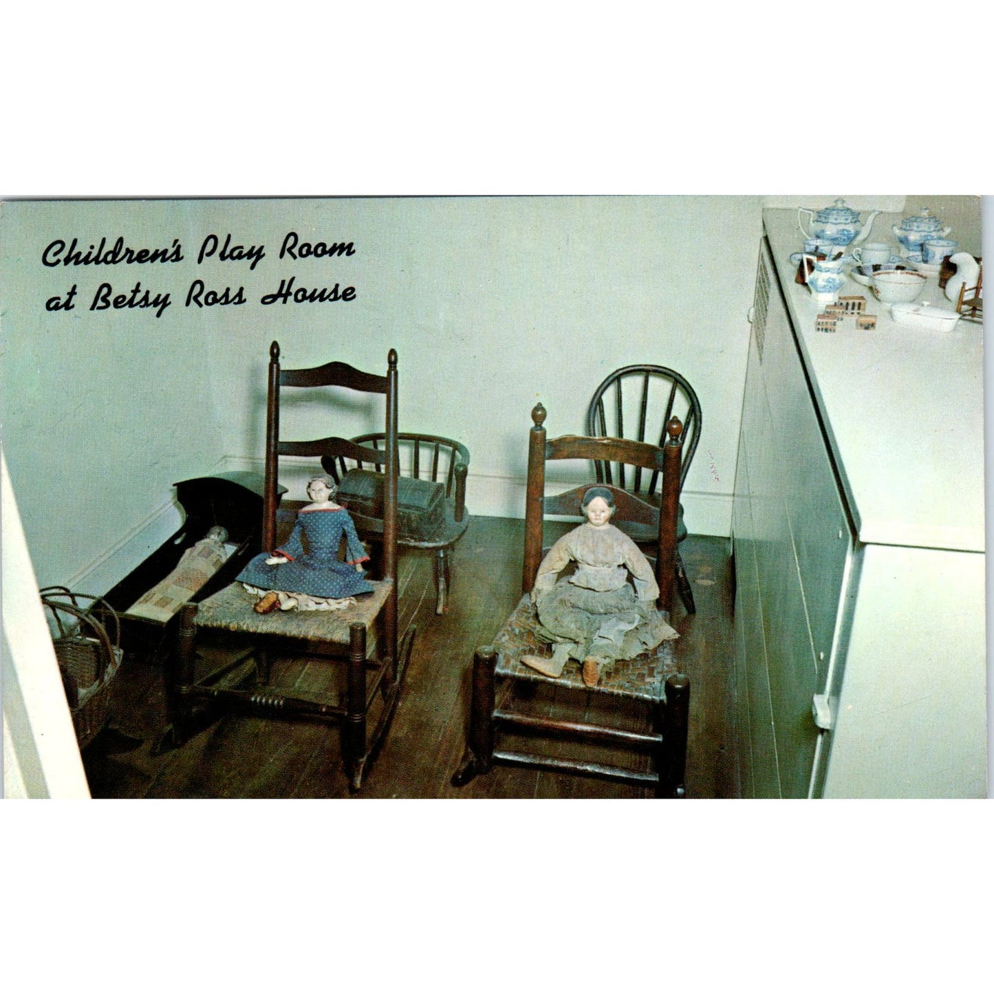 Children's Playroom & Dolls Betsy Ross House Philadelphia Original Postcard PB7