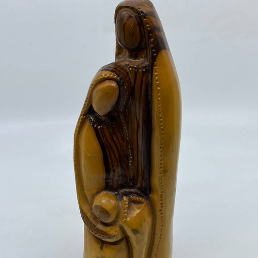 Vintage Hand Carved Olive Wood Holy Family Jesus Mary Joseph Figurine 9” TI2