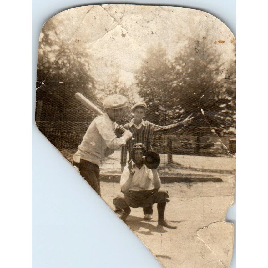 Original Early Photograph of Boys Playing Baseball Photo 2x3 AD8-P8