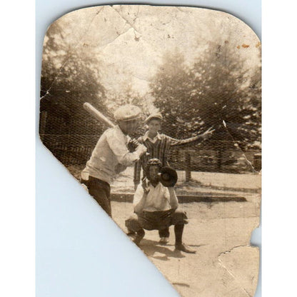 Original Early Photograph of Boys Playing Baseball Photo 2x3 AD8-P8