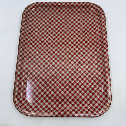 Vintage Set of 2 MCM Plaid Toleware Tin Litho Trays 10.5 x 13.5” TI5-4