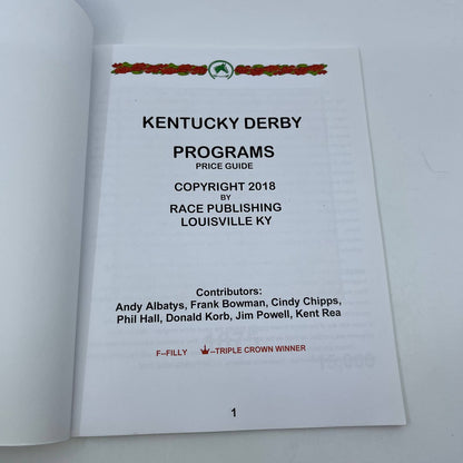 Kentucky Derby Programs Price Guide - Race Publishing Louisville KY TH7
