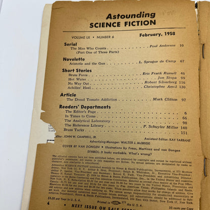 Astounding Science Fiction Poul Anderson Sprague Clifton Russell Feb 1958 TH9