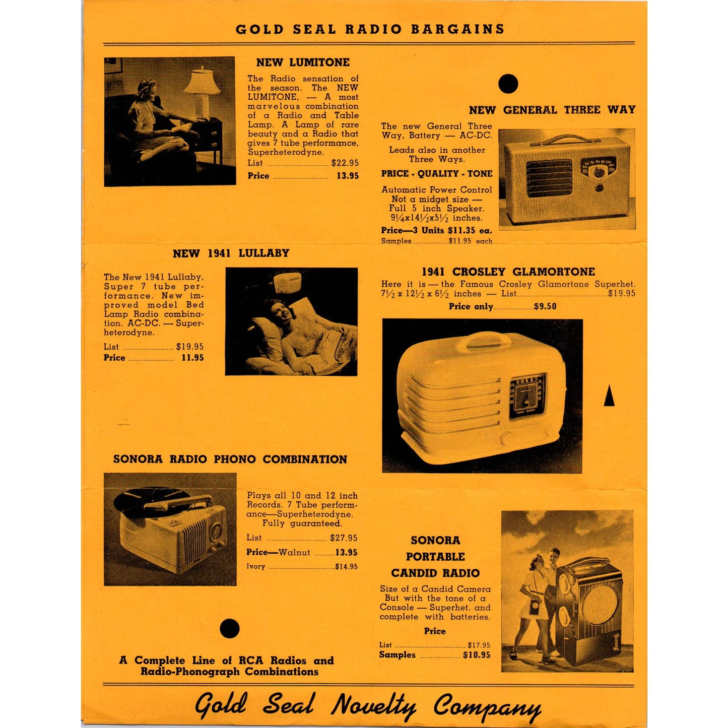 1920s Gold Seal Novelty Co Chicago 4 Page Catalog Leaflet Wholesale Products AD8