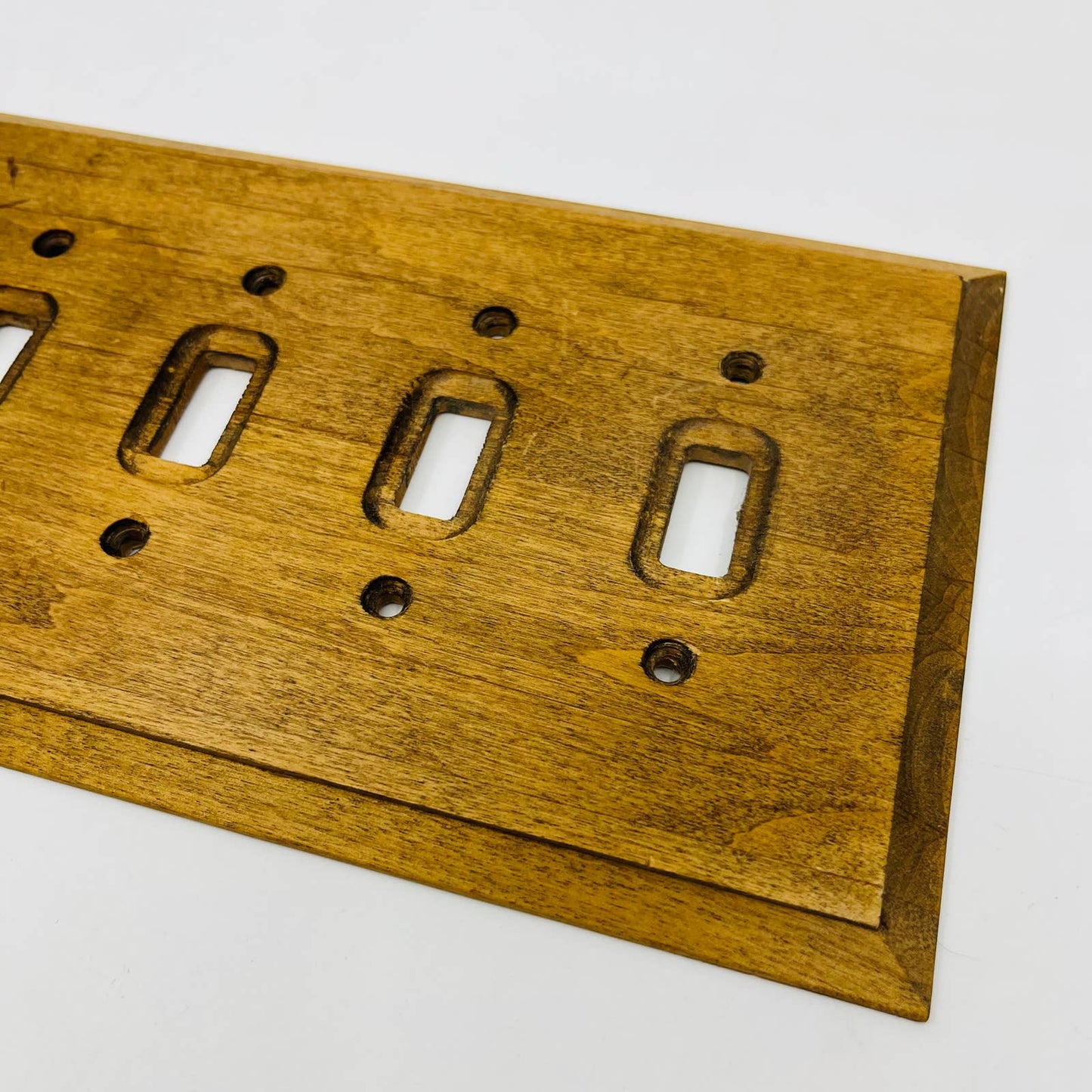 Vintage Solid Oak 4 Toggle Light Switch Plate Cover SB6