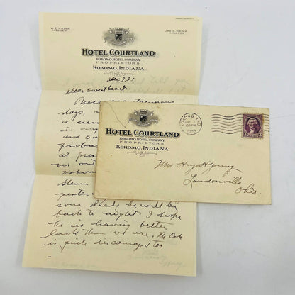 1833 Envelope & Handwritten Letter Hotel Courtland Kokomo Indiana Letterhead EA4