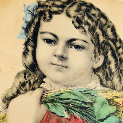 c1850 Antique Hand-Colored Currier & Ives Lithograph "Little Daisy" 11 x 14 FL1