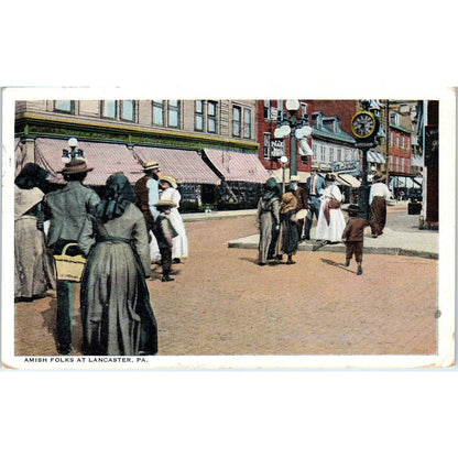 1923 Postcard Amish Folks at Lancaster PA TD9-P1