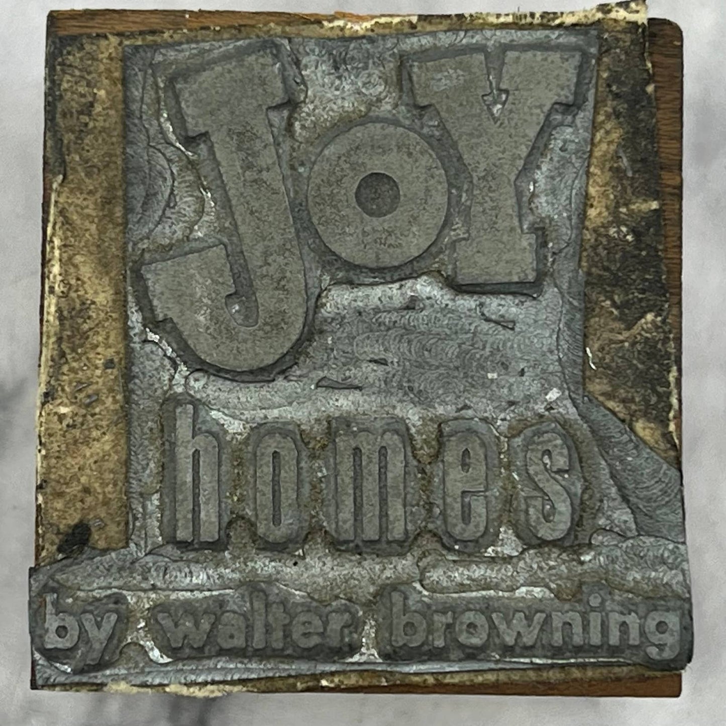 Vtg Printing Letterpress Printers Block Plate Joy Homes By Walter Browning TJ56
