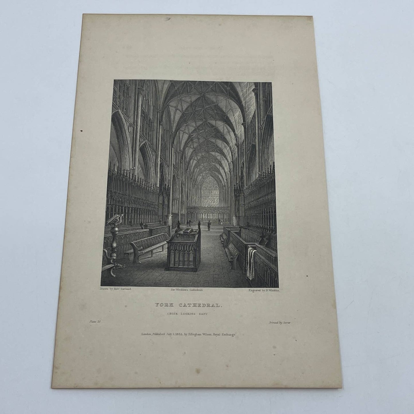 1836 Original Art Engraving York Cathedral View of the Choir Looking East AC6