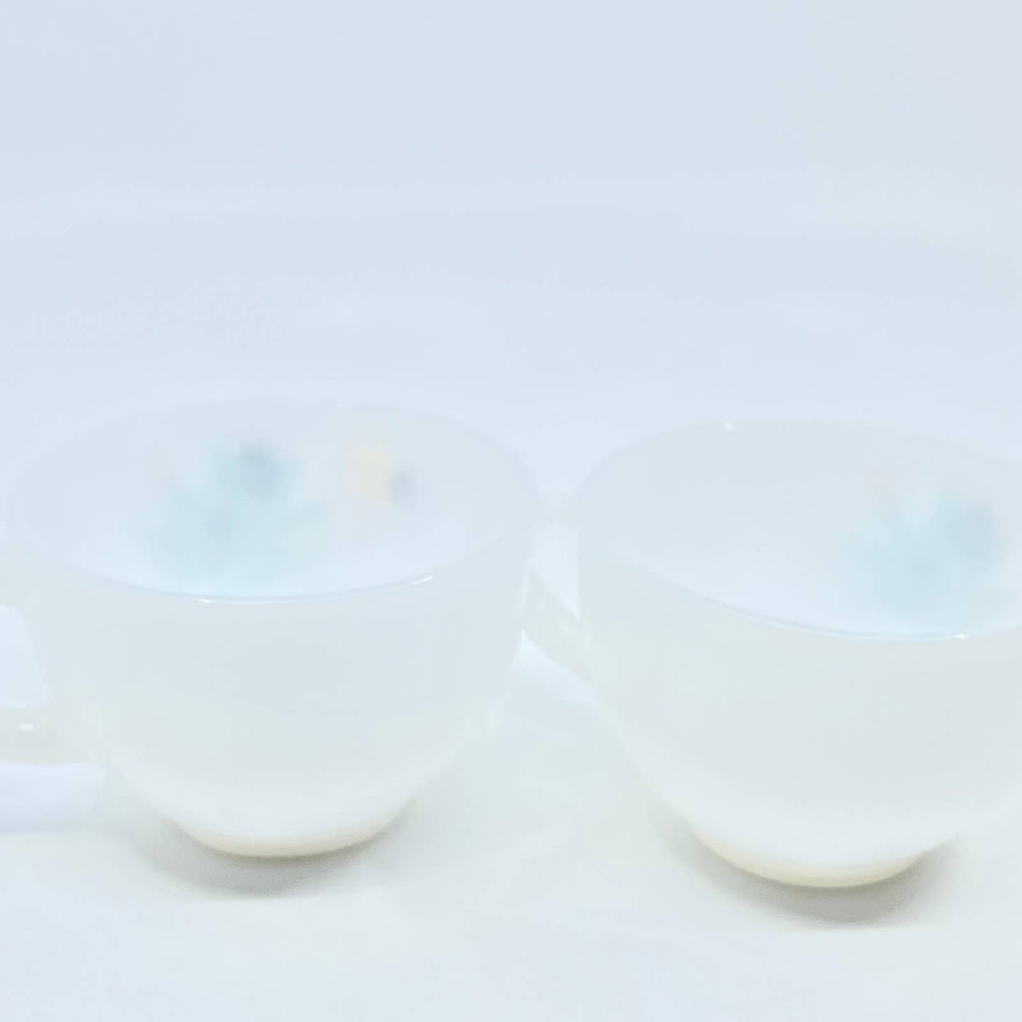 VTG Federal Glass Atomic Flower Set of 2 Milk Glass Tea Cups for Snack Set TG5