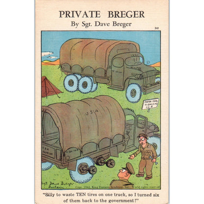 1943 WWII Private Berger #310 Humor Cartoon Sgt. Dave Berger Postcard P2-11