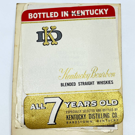 KD Straight Bourbon Whiskey Label Set of 6 Kentucky Distilling Co. Bardstown KY