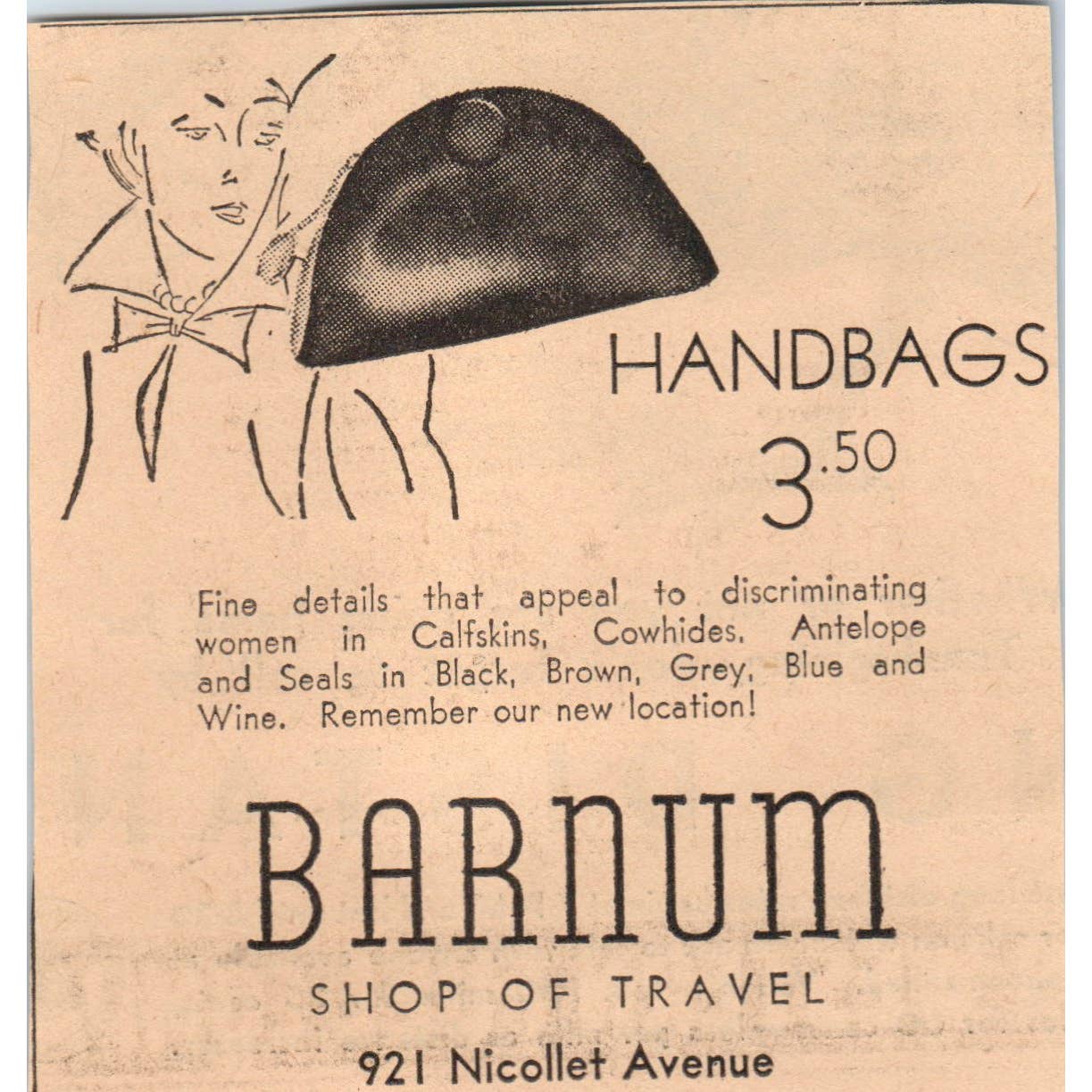 1935 Minneapolis Journal Newspaper Ad Barnum Shop of Travel Nicollet Ave FL5-5