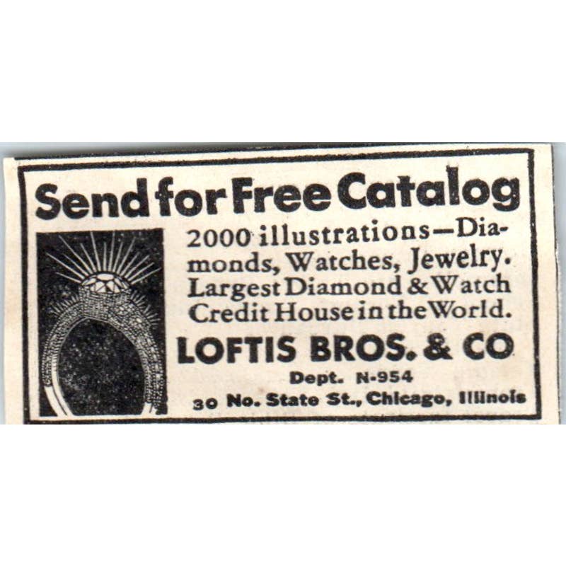 1931 Free Catalog Loftis Bros & Co Jewelers Chicago Advertisement ~2.5x3 SE6-1