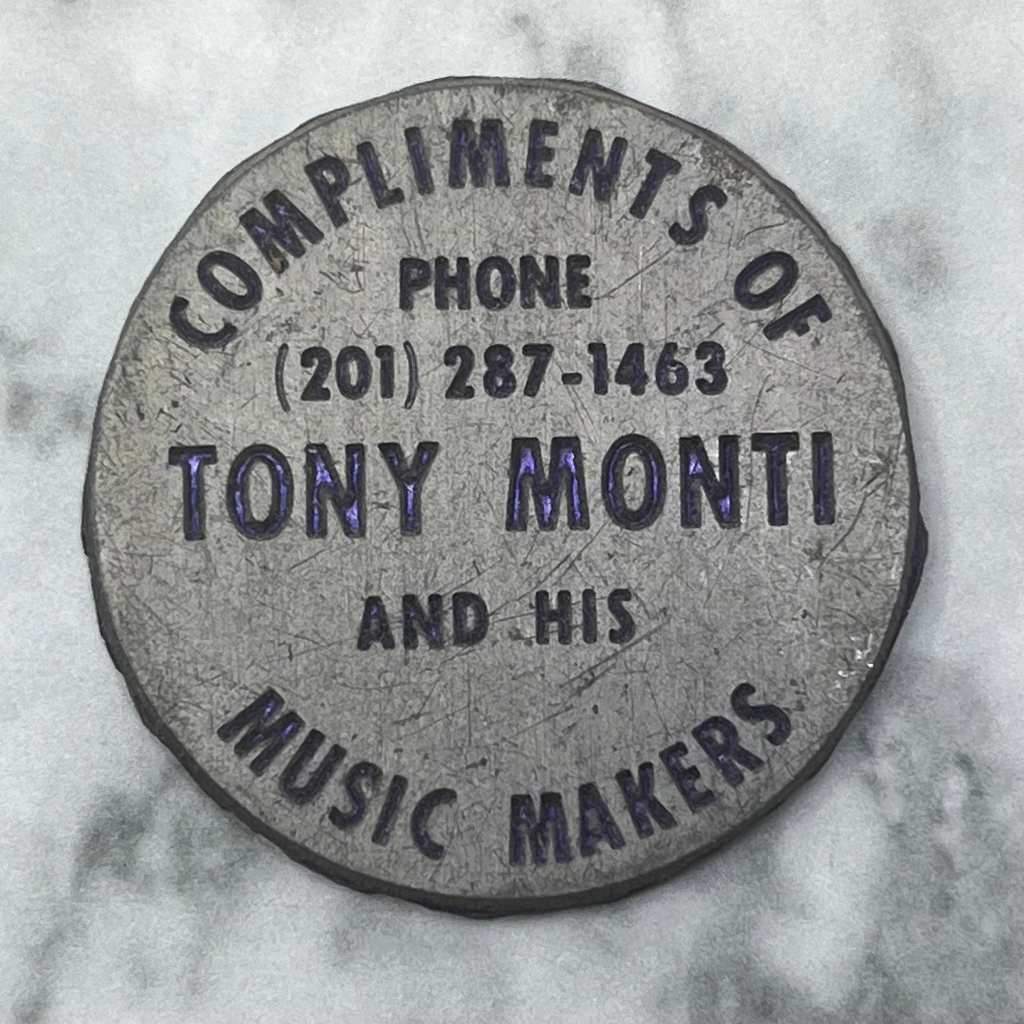 Vintage Letterpress Printers Block Plate Tony Monti and His Music Makers SE843