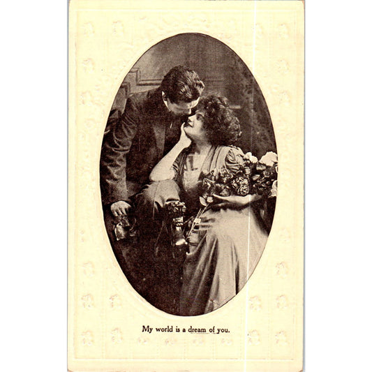 My World is a Dream of You Victorian Couple Romance Original Postcard TK1-P18