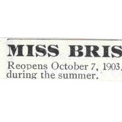 Miss Bristol's School for Girls Washington D.C. - 1903 Original Ad TJ8-7-2