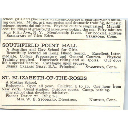 c1920 Harper's Magazine Ad - The Milford School S.B. Rosenbaum Conn EA3-2