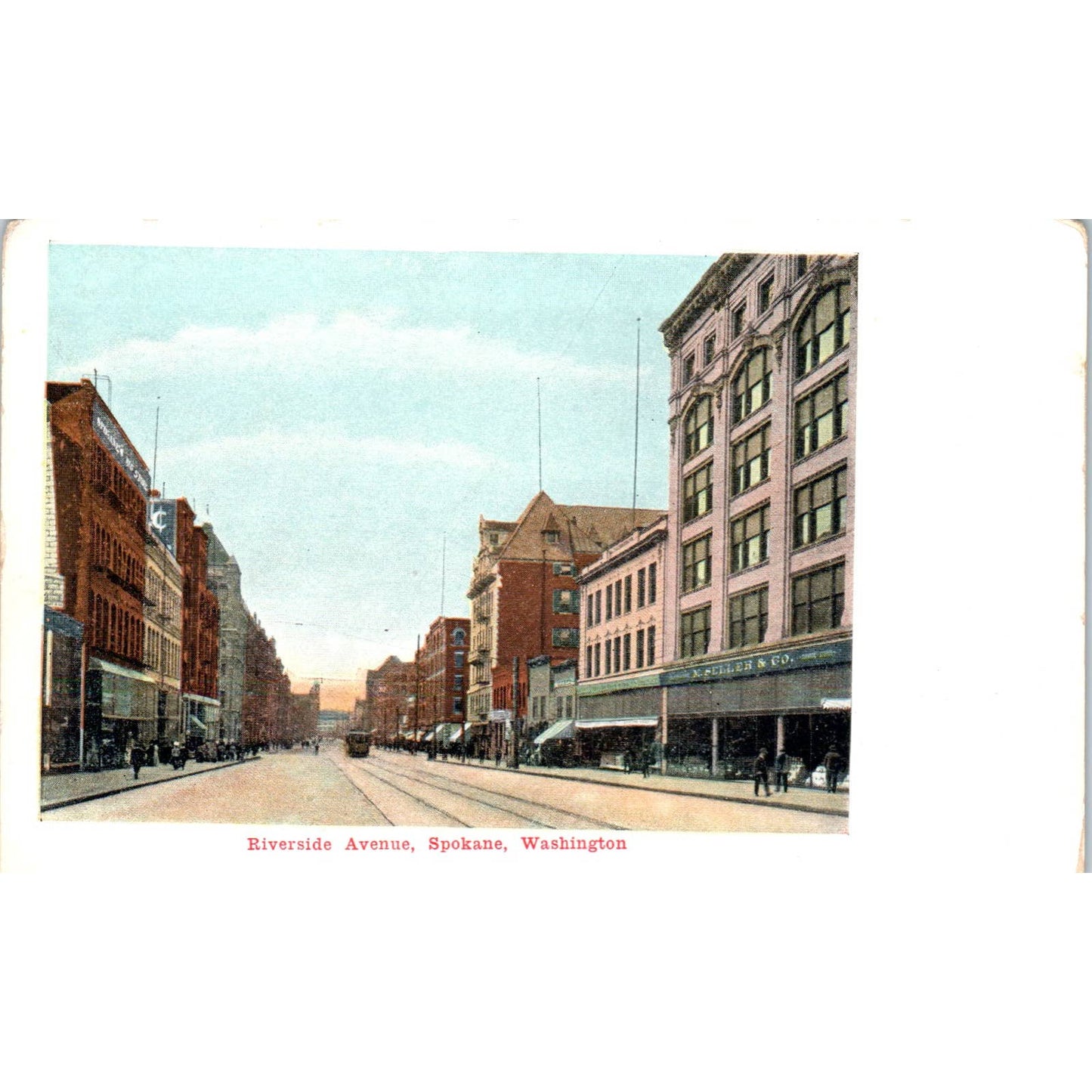 Antique Postcard Riverside Avenue Spokane Washington TD9