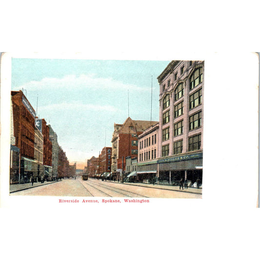 Antique Postcard Riverside Avenue Spokane Washington TD9