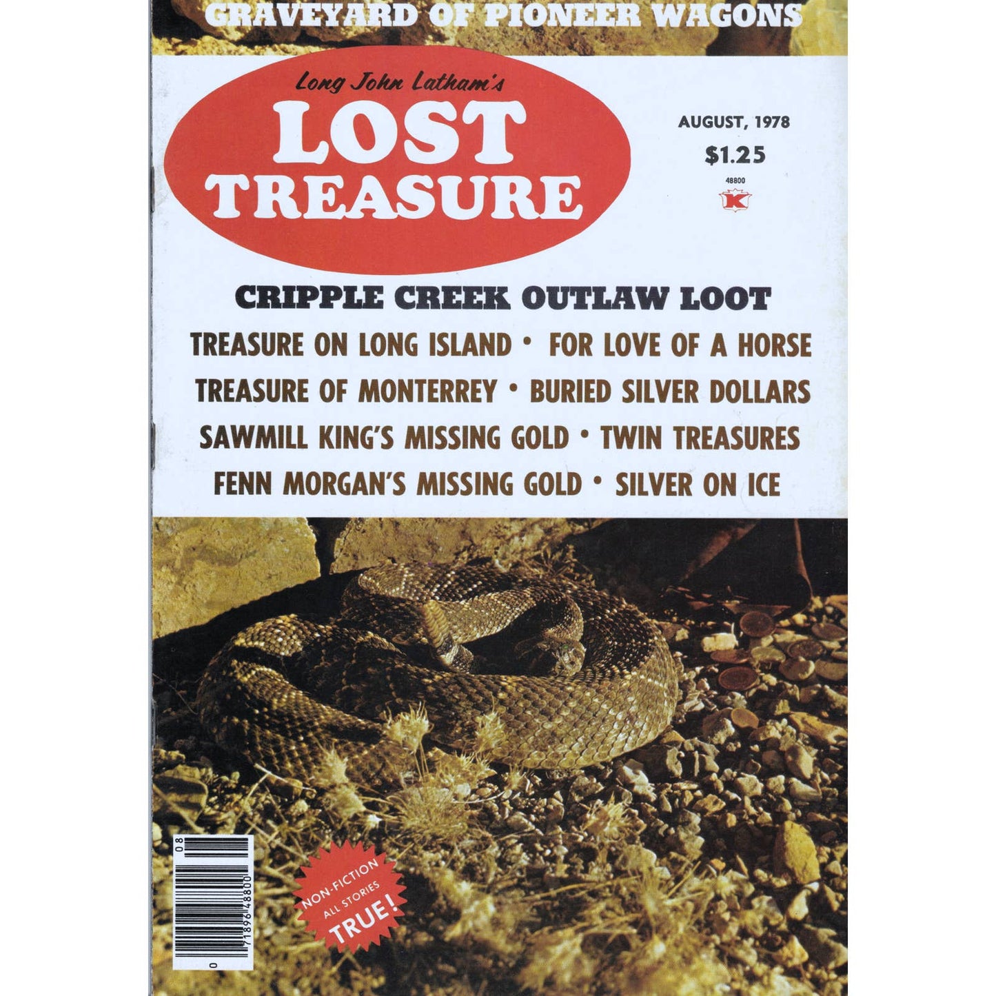 Long John Lathams Lost Treasure Magazine Lost Mines, Buried, Sunken Aug 1978 M1