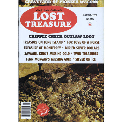 Long John Lathams Lost Treasure Magazine Lost Mines, Buried, Sunken Aug 1978 M1