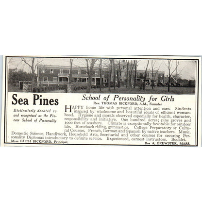c1920 Harper's Ad - Sea Pines School of Personality for Girls Faith Bickford EA3