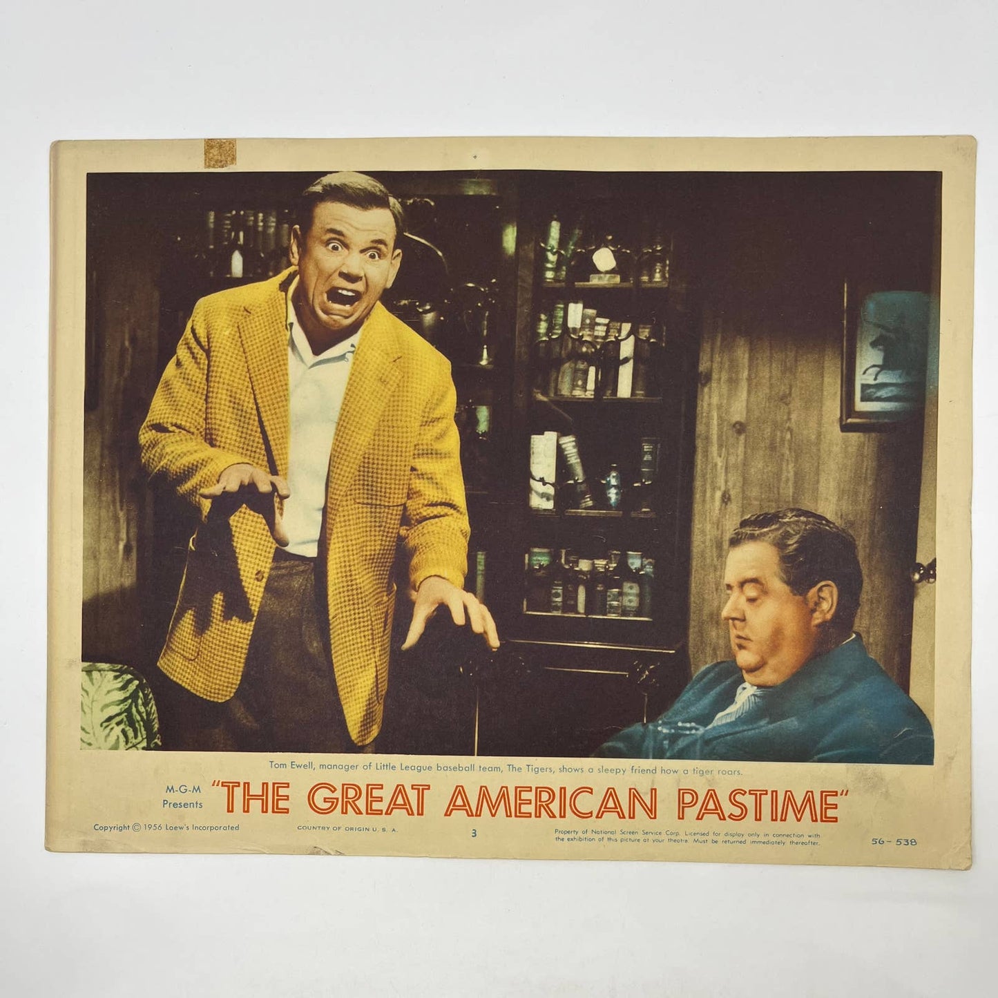 1956 The Great American Pastime Tom Ewell #3 Lobby Card FL4