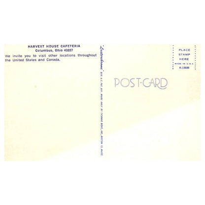 Vintage Postcard - Harvest House Cafeteria Interior Columbus Ohio AD9