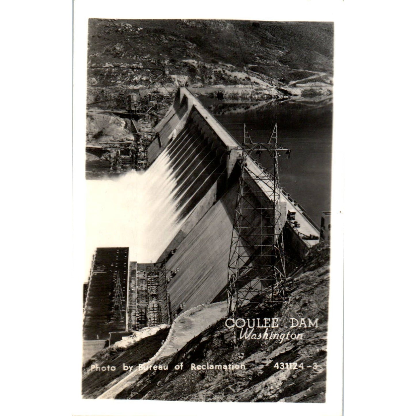 Antique Postcard RPPC Aerial View Of Grand Coulee Dam Washington TD9